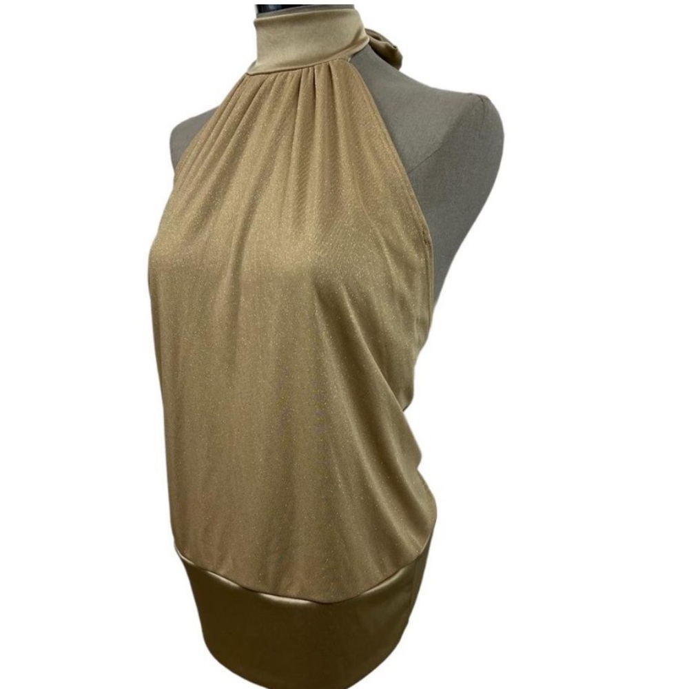 Halter tie neck gold y2k tube top